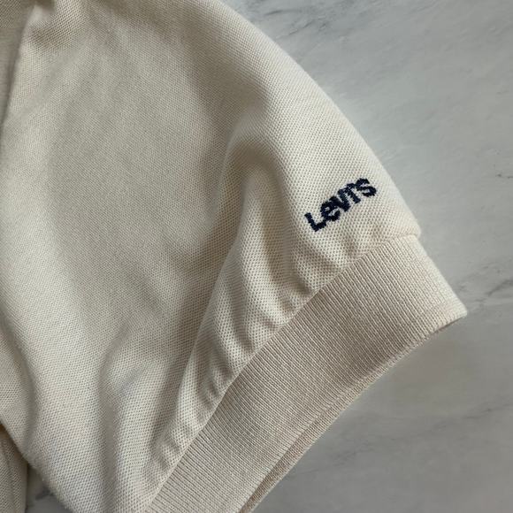Vintage 80’s Levi’s polo medium ivory mens golf shirt long tail short sleeve - Picture 5 of 14